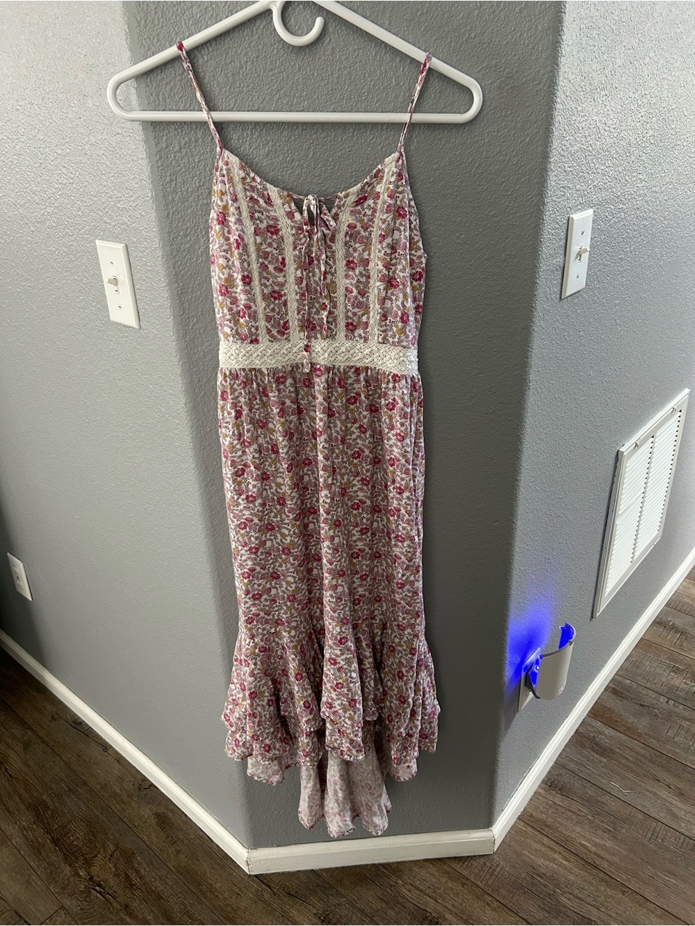 Japna Pink Floral Spaghetti-Strap High Low Dress